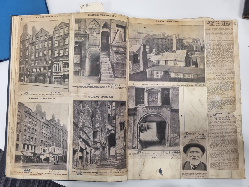 A scrapbook of newspaper cuttings of pictures of Old Edinburgh.
