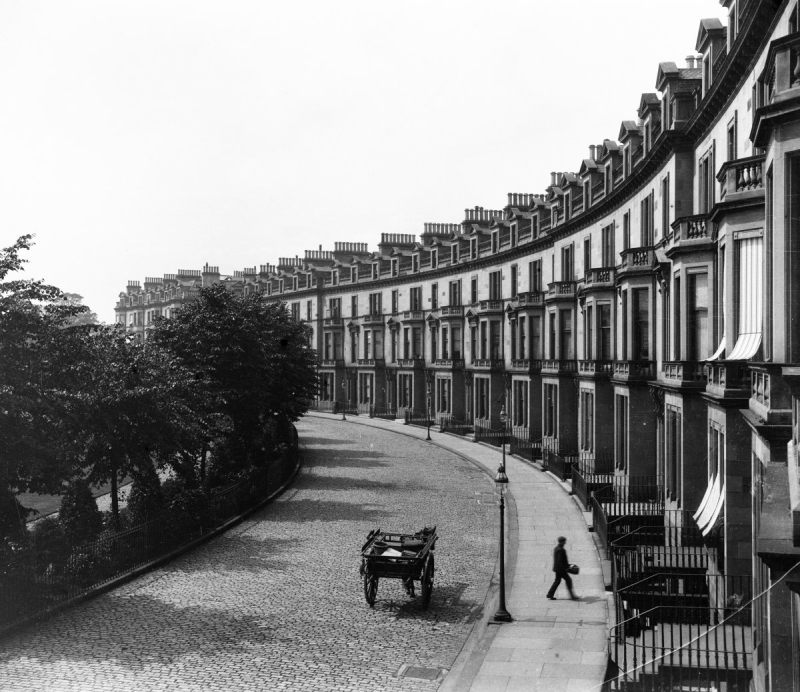 A crescent of fine terraced houses