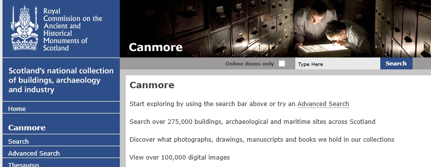 The front page of Canmore soon after launch